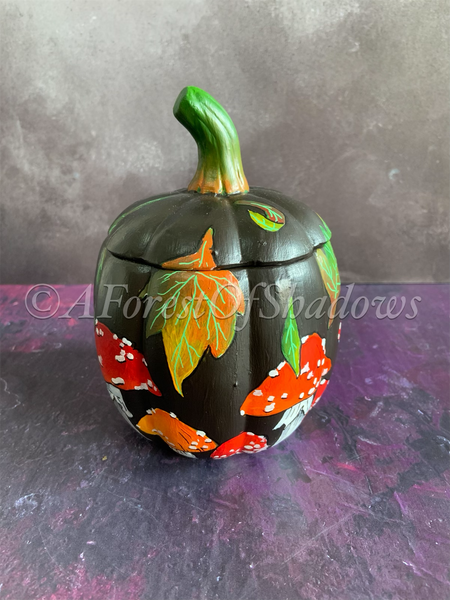 Autumn Mushroom Ceramic Pumpkin Trinket Box