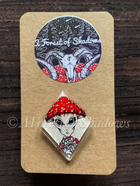 Amanita Alien Mushroom Pin Badge