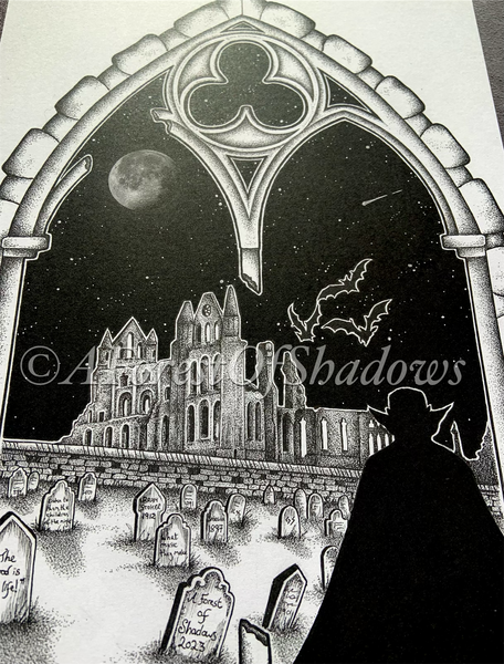 Dracula at Whitby Abbey A4 Art Print