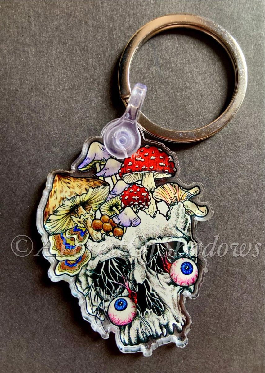 Mushroom Skull Keychain | Fungi Keyring | Fungi Lovers Gift | Skull Ac