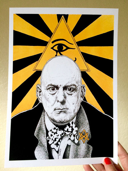 Aleister Crowley A4 Art Print | Occult witchy art | Thelema magick wall art | do what thou wilt | gothic satanic witchcraft