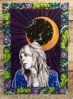 Stevie Nicks A4 Art Print | Witchy Art Nouveau Wall Art | Fleetwood Mac fan gift | boho gypsy home decor | Moon goddess poster | Music print
