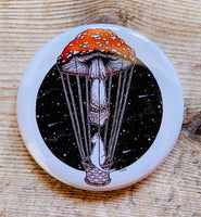 Tripsitter Pocket Mirror | magic mushroom art | fungi lovers gift | cat lovers gift | handbag mirror | best friends gift