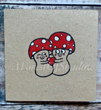 Cute Mushroom Hand Drawn Valentines Card |magic mushroom art | Amanita Muscaria fungi forager | fun galentines friends