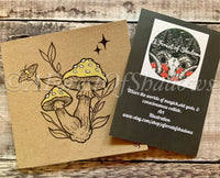 Hand Drawn Amanita Muscaria Greetings Card | mushroom witchy art | botanical illustration | fungi lovers card