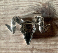Rams Skull Brooch | witchy occult badge |  Aries gift | pagan Wicca witchcraft folk horror