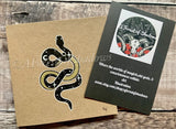 Hand Drawn Celestial Snake Greetings Card | witchy pagan art | Occult moon illustration | Blank Thank You Birthday