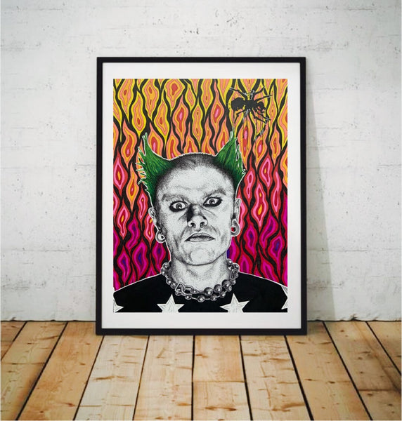 Keith Flint The Prodigy A3 Original Portrait | psychedelic trippy art | Firestarter | Music Lovers Gift | Dance Music Rave Techno
