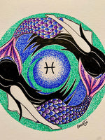 Pisces Original Art, astrology art, celestial art