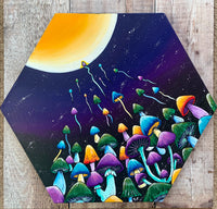 Rebirth Original Painting, magic mushroom art, psychedelic art, fungi canvas, fungi lovers gift