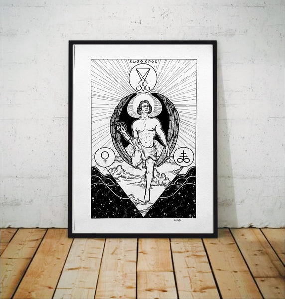 Lucifer A3 Art Print, occult art, Luciferian art, witchy wall decor