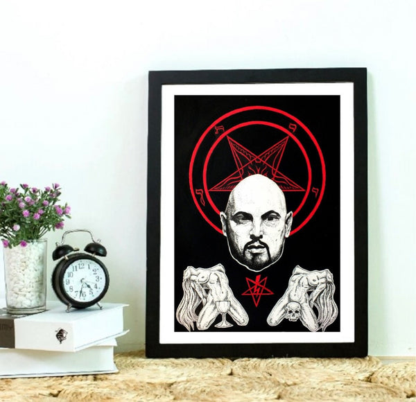 Anton Szandor LaVey A4 Print, Occult art print, satanic art, witchy art