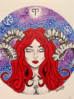 Aries Original Art, astrology art, celestial art