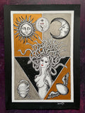 Medusa Rising Original Art | occult witchy art | pen and ink | alchemy | pagan Wicca home decor | Greek mythology | feminist wall art