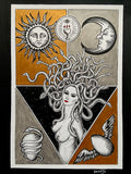 Medusa Rising Original Art | occult witchy art | pen and ink | alchemy | pagan Wicca home decor | Greek mythology | feminist wall art