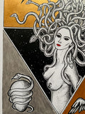 Medusa Rising Original Art | occult witchy art | pen and ink | alchemy | pagan Wicca home decor | Greek mythology | feminist wall art