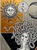 Medusa Rising Original Art | occult witchy art | pen and ink | alchemy | pagan Wicca home decor | Greek mythology | feminist wall art