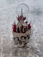 Black Metal Church Burner Pin Badge, occult pin, witchy pin, skull pin