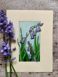 English Bluebells Original Art | botanical illustration | floral cottagecore wall art | British Spring Easter gift