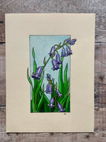 English Bluebells Original Art | botanical illustration | floral cottagecore wall art | British Spring Easter gift