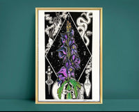 Aconite Original Art, botanical art, witchy art, occult art