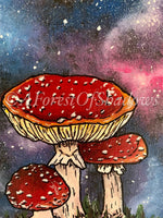 Magic Mushroom Canvas Set | fungi art | galaxy painting | psychedelic trippy wall art | Terence McKenna | nature lovers gift