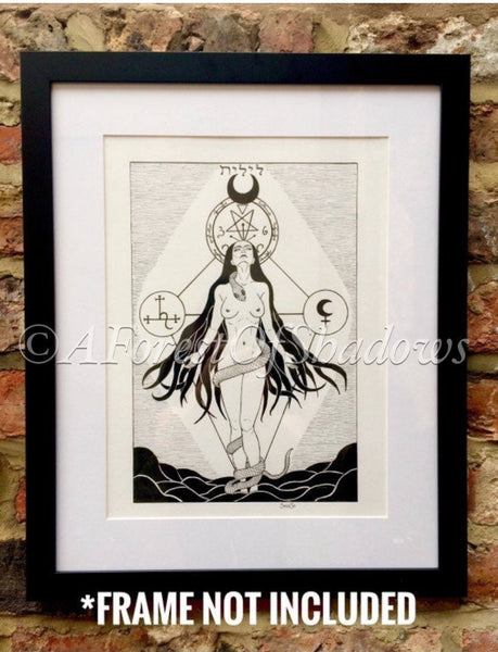 Lilith A3 Art Print, occult art, witchy art, feminist art