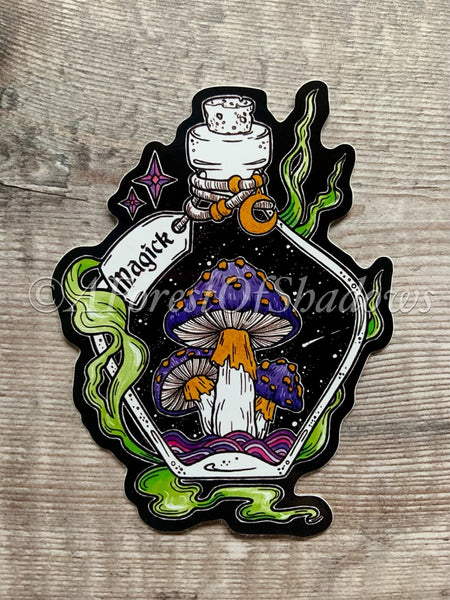 Magick Mushroom Vinyl Sticker | magic mushroom art | fungi lovers gift | witchy journal sticker | psychedelic trippy art