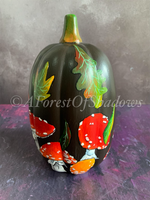 Tall Ceramic Mushroom Hand Painted Pumpkin Decor