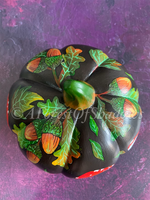 Large Hand Painted Ceramic Autumn Fungi Pumpkin Decor