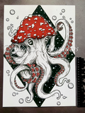 Mushroom Octopus A3 Art Print