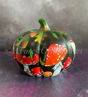 Large Hand Painted Ceramic Autumn Fungi Pumpkin Decor