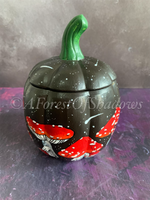 Amanita Hand Painted Ceramic Pumpkin Trinket Box