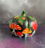 Large Hand Painted Ceramic Autumn Fungi Pumpkin Decor
