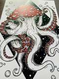 Mushroom Octopus A3 Art Print