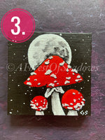 Amanita Moon Mushroom Mini Canvas Painting