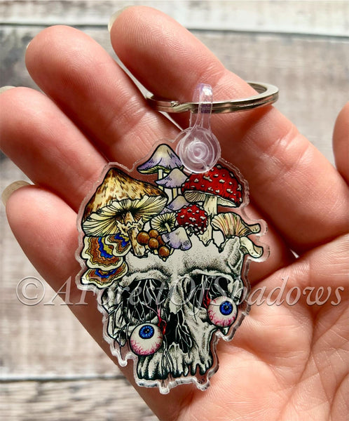 Mushroom Skull Keychain Fungi Keyring Fungi Lovers Gift Skull Accessories Bag Charm