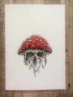 Magic Mushroom Skull Art Print | Psychedelic Trippy Art | Fungi Wall Print | Amanita Muscaria Illustration | Fly Agaric Decor