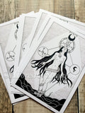 Lilith A5 Print | Occult Witchy Art | Feminist Wall Art | Goddess Print | Black and White Illustration
