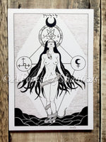 Lilith A5 Print | Occult Witchy Art | Feminist Wall Art | Goddess Print | Black and White Illustration