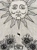 The Sun Tarot Card Original Art | tarot occult art | witchy pagan decor | pen and ink | gifts for witches | gothic wall art | esoteric