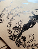 Moon Mushroom Magick A4 Print | witchy fungi art | Amanita Muscaria botanical illustration | wildlife nature lovers | Boho cottagecore decor