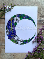Poison Moon A4 Art Print | botanical witchy art | pagan Wicca wall art | poisonous herbs | boho floral home decor | gothic illustration