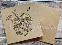Hand Drawn Amanita Muscaria Greetings Card | mushroom witchy art | botanical illustration | fungi lovers card
