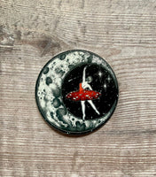 Amanita Ballerina Sticker | witchy mushroom art | full moon journal sticker | inspirational reach for the stars | journaling
