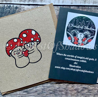 Cute Mushroom Hand Drawn Valentines Card |magic mushroom art | Amanita Muscaria fungi forager | fun galentines friends