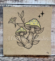 Hand Drawn Amanita Muscaria Greetings Card | mushroom witchy art | botanical illustration | fungi lovers card
