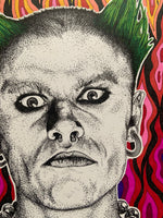 Keith Flint The Prodigy A3 Original Portrait | psychedelic trippy art | Firestarter | Music Lovers Gift | Dance Music Rave Techno