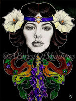 Hecate A4 Art Print | witchy botanical art | Hekate goddess wall art | pagan home decor | Art Deco Art Nouveau | Vintage Occult Illustration