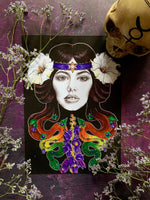 Hecate A4 Art Print | witchy botanical art | Hekate goddess wall art | pagan home decor | Art Deco Art Nouveau | Vintage Occult Illustration
